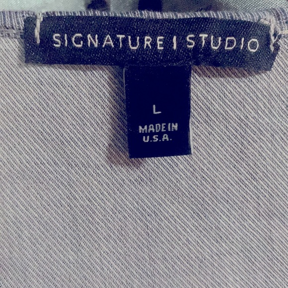 Signature 1 Studio Women’s Blouse/Tunic Sz L Denim & Lace Look.100% Cotton, Soft - Picture 6 of 7